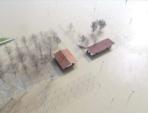 Ergene Nehri taştı, tarım arazileri su altında