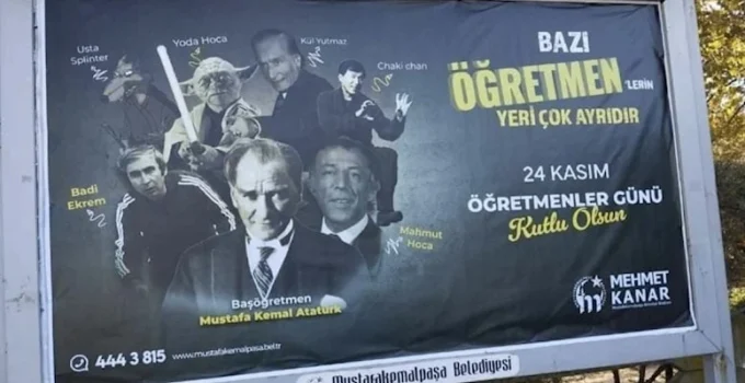 Bursa’da AKP’li belediyenin Öğretmenler Günü afişi tepki çekti