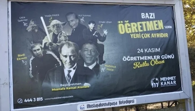 Bursa’da AKP’li belediyenin Öğretmenler Günü afişi tepki çekti