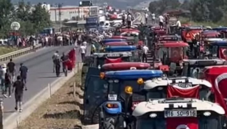 Bursalı çiftçiler İzmir Yolu’nu kapattı