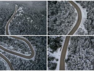 Uludağ’ın beyaz örtüsü havadan görüntülendi